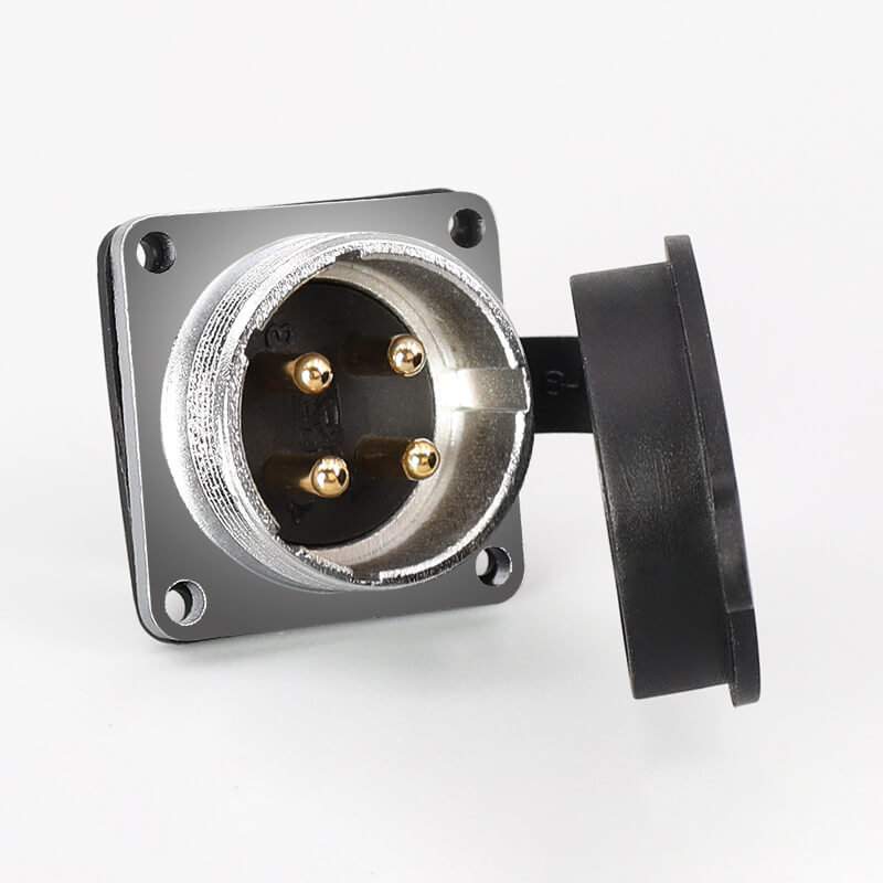 Elecbee TP28 4 Pin Aviation Female Plug and Male Socket 4 Hole Square Flange Wire Cable Connector